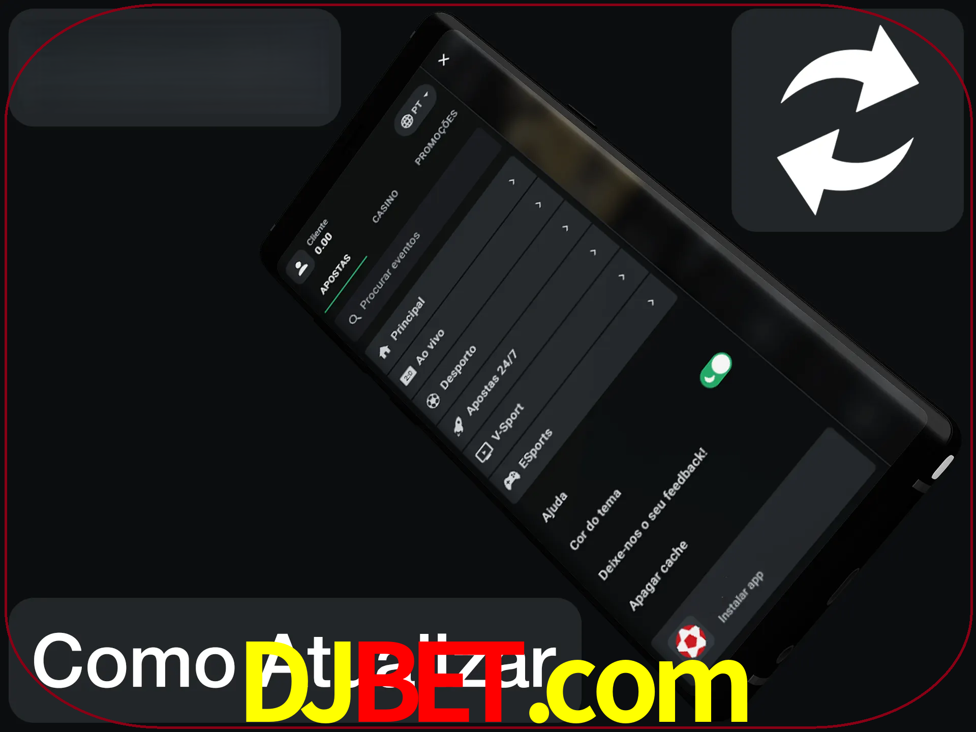 O aplicativo é atualizado automaticamente quando você faz o login.